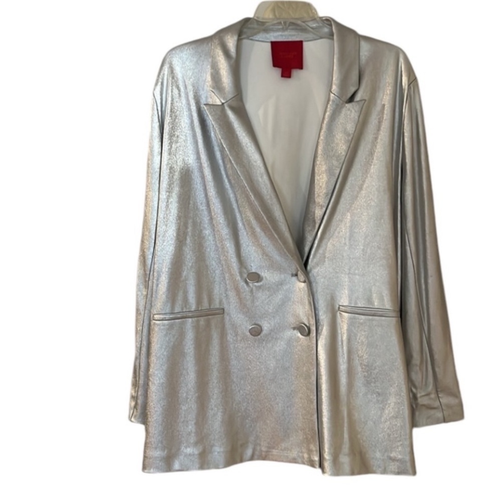 Jennifer Lopez JLO size Medium silver metallic double breasted blazer